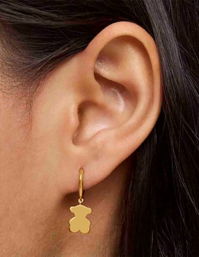 Aretes de aro de oso Tous de plata P 925 con acabado baño de oro