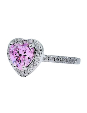 Anillo con gema de corazón aretize de plata circonita pavé