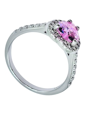 Anillo con gema de corazón aretize de plata circonita pavé