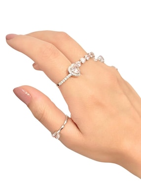 Anillo con gema de corazón aretize de plata circonita pavé