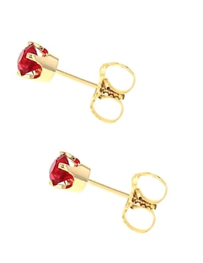 Broqueles redondos Greg J.M. de oro amarillo 14 K con acabado lustre rubí