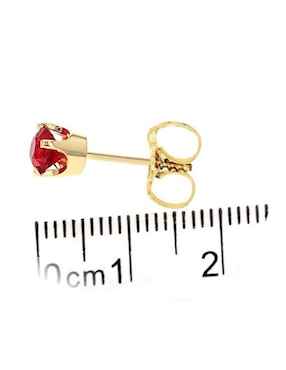 Broqueles redondos Greg J.M. de oro amarillo 14 K con acabado lustre rubí