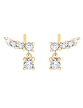 Aretes cortos Riccardo Orsato de oro 14 K con acabado pavé diamante
