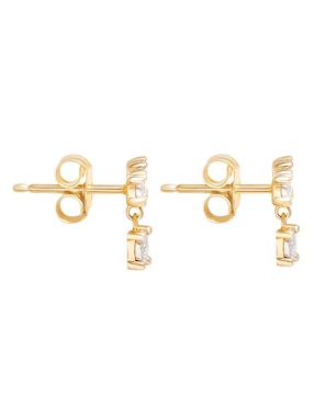 Aretes cortos Riccardo Orsato de oro 14 K con acabado pavé diamante