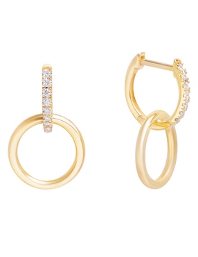 Aretes de aro Riccardo Orsato de oro 14 K con acabado pavé diamante
