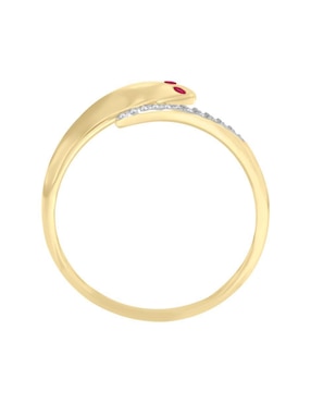 Anillo de serpiente Fascinare 14 k de oro rubí y diamante brillante