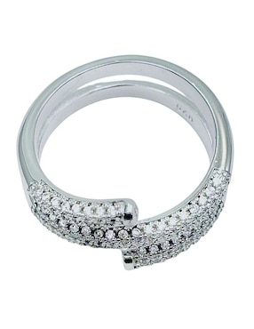 Anillo con gema semicircular Aretize Espiral P 925 de plata circonita pavé