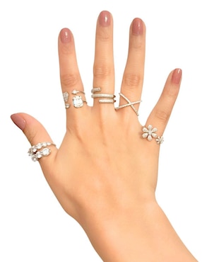 Anillo con gema semicircular Aretize Espiral P 925 de plata circonita pavé