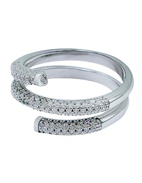 Anillo con gema semicircular Aretize Espiral P 925 de plata circonita pavé