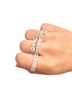 Anillo con gema semicircular Aretize Espiral P 925 de plata circonita pavé