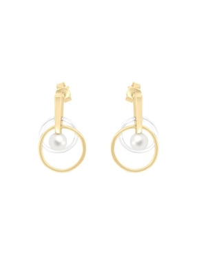 Aretes circulares Fianelli Infinito de oro con acabado brillante perla