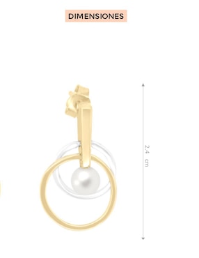 Aretes circulares Fianelli Infinito de oro con acabado brillante perla