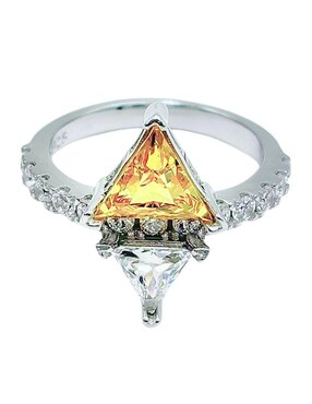 Anillo con gema de rombo aretize brillo de plata zirconia pavé
