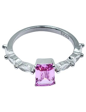 Anillo con gema rectangular Aretize P925 de plata zirconia cùbica pavé