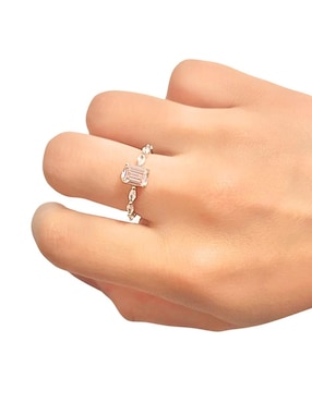 Anillo con gema rectangular Aretize P925 de plata zirconia cùbica pavé