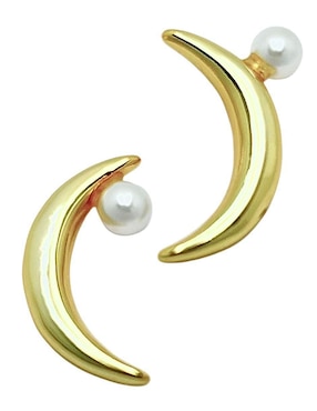 Aretes de luna Aretize Luna de plata P 925 con acabado baño de oro imitación perla