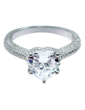Anillo con gema de corazón Aretize P925 de plata zirconia cúbica pavé