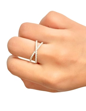 Anillo con gema de cruz Aretize P 925 de plata circonita pavé