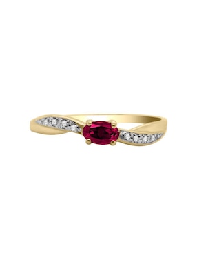 Anillo Fascinare Jazmin 14 k de oro rubí y diamante brillante