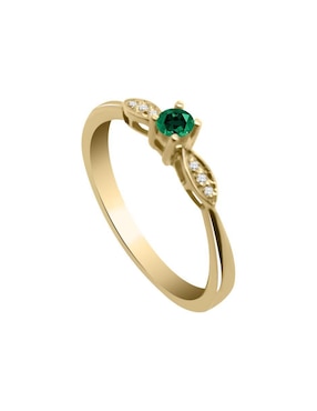 Anillo Fascinare Javiera 14 k de oro esmeralda y diamante brillante