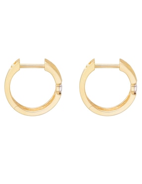 Aretes huggies circulares Riccardo Orsato de oro 14 K con acabado brillante diamante