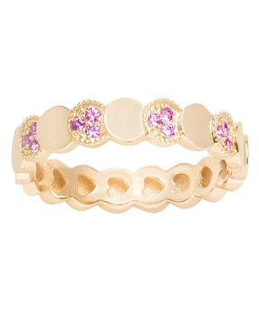 Anillo circular Riccardo Orsato 14 k de oro zafiro rosa brillante