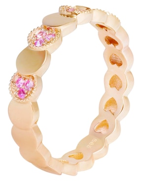 Anillo circular Riccardo Orsato 14 k de oro zafiro rosa brillante