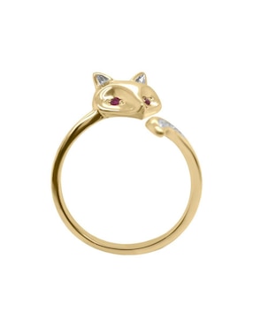 Anillo de zorro Fascinare Fox 14 k de oro rubí y diamante brillante
