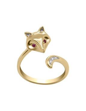 Anillo de zorro Fascinare Fox 14 k de oro rubí y diamante brillante