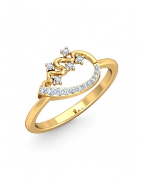 Anillo Joyería M De Leon 10 k de oro amarillo zirconia brillante