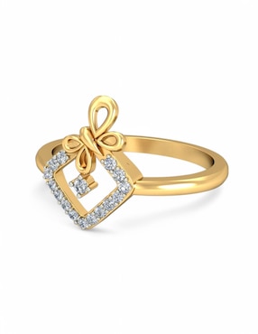 Anillo Joyería M De Leon 10 k de oro amarillo zirconia brillante