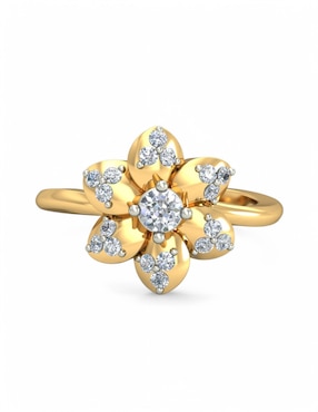 Anillo Joyería M De Leon 10 k de oro amarillo zirconia brillante