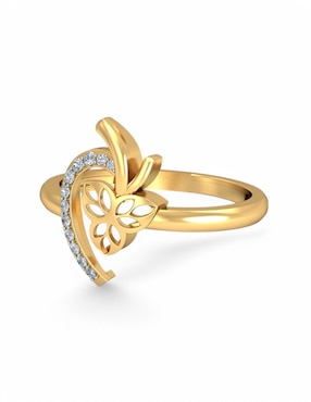 Anillo Joyería M De Leon 10 k de oro amarillo zirconia brillante