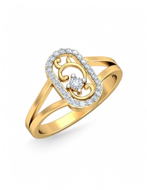 Anillo Joyería M De Leon 10 k de oro amarillo zirconia brillante