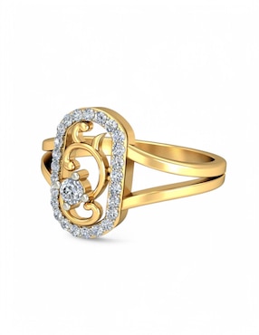 Anillo Joyería M De Leon 10 k de oro amarillo zirconia brillante