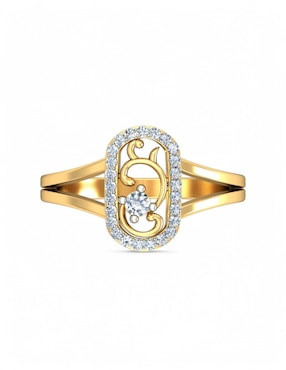 Anillo Joyería M De Leon 10 k de oro amarillo zirconia brillante