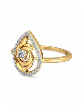 Anillo Joyería M De Leon 10 k de oro amarillo zirconia brillante