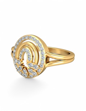 Anillo Joyería M De Leon 10 k de oro amarillo zirconia brillante