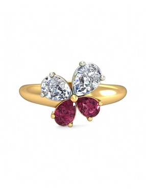 Anillo Joyería M De Leon 10 k de oro amarillo zirconia brillante