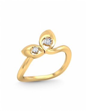 Anillo Joyería M De Leon 10 k de oro amarillo zirconia brillante