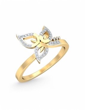 Anillo Joyería M De Leon 10 k de oro amarillo zirconia brillante
