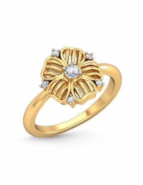 Anillo Joyería M De Leon 10 k de oro amarillo zirconia brillante