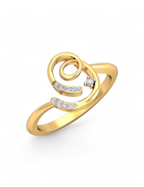Anillo Joyería M De Leon 10 k de oro amarillo zirconia brillante