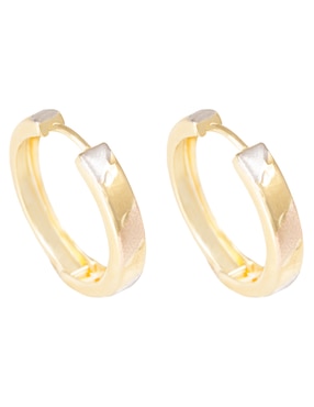 Aretes huggies Sini de oro 14 k con acabado pulido