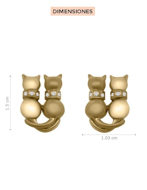 Aretes de gato Fianelli Lerol de oro con acabado brillante diamante