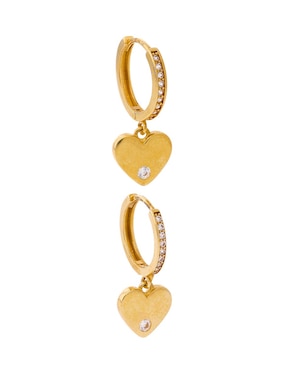 Huggies de corazón Sini de oro 14 k con acabado pulido zirconia
