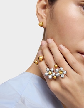 Anillo de flor Tous Daisy de plata P 925 con acabado baño de oro