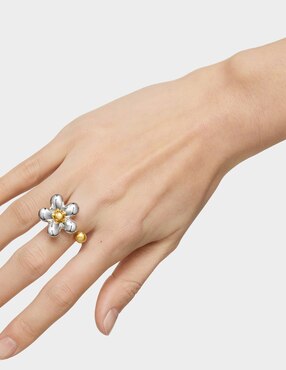 Anillo de flor Tous Daisy de plata P 925 con acabado baño de oro