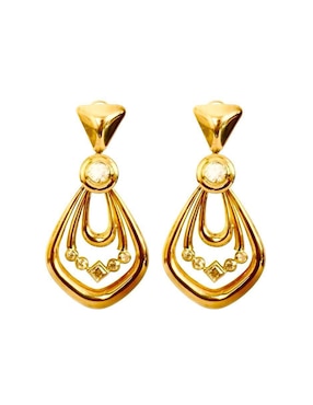 Aretes triangulares Mancini de oro con acabado brillante zirconia