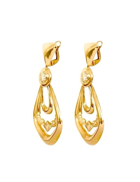 Aretes triangulares Mancini de oro con acabado brillante zirconia